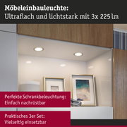 Ultradünne Möbel-Einbauleuchte mit warmweißem Licht und 3x 225 Lumen für Schrankbeleuchtung