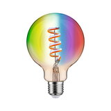 Colorful LED bulb with spiral filament and E27 base for decorative lighting and ambiance