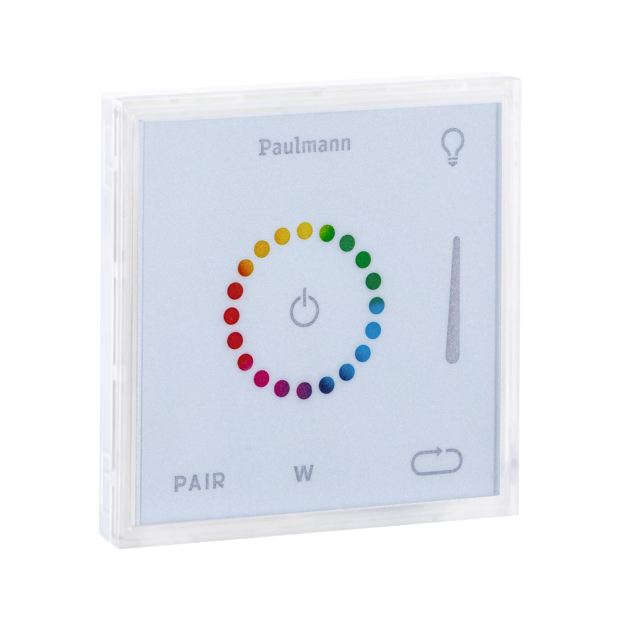 Paulmann LED wall control with transparent casing and colourful touch display for light adjustment