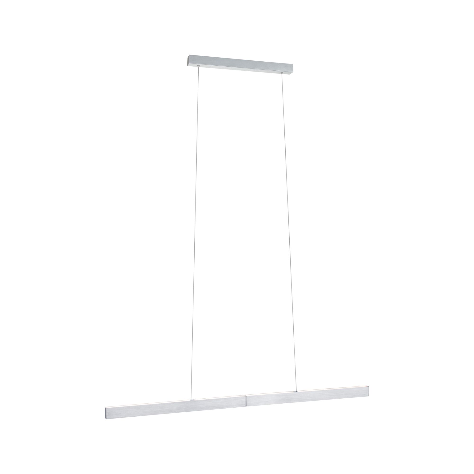 Modern LED pendant light in brushed silver aluminum for elegant and energy-efficient room lighting