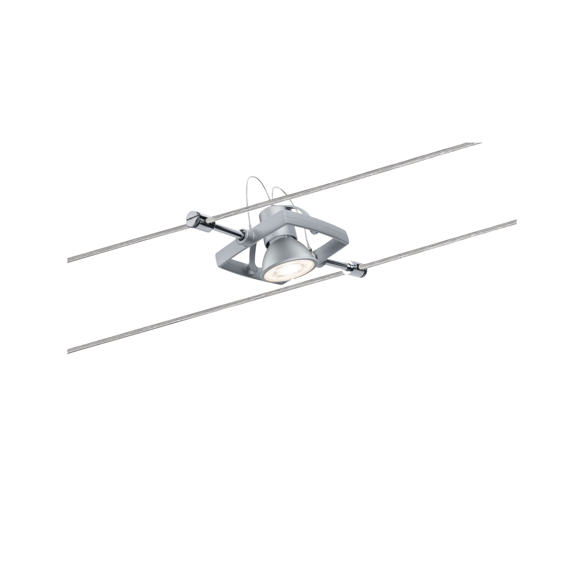 Modern silver metal cable spotlight with LED light for flexible lighting systems