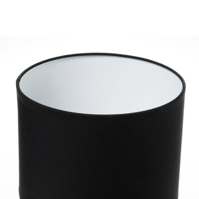 Black fabric lampshade with white interior, modern lighting accessory for home decor