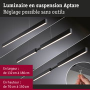 Luminaire suspendu Aptare en bois noir avec réglage hauteur sans outils pour éclairage moderne