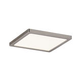 Plafonnier LED carré avec cadre métallique argent mat et diffuseur blanc pour éclairage intérieur