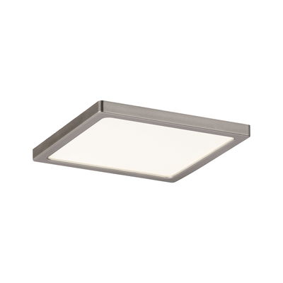 Square LED ceiling light with matte silver metal frame and white diffuser for modern home lighting