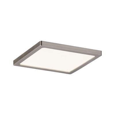 Square LED ceiling light with matte silver metal frame and white diffuser for modern home lighting