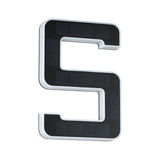 Solar-powered LED house number light in black and white plastic for outdoor use