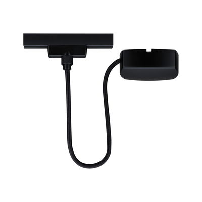 Black cable with rectangular connector and flexible hose for lighting systems