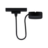 Black cable with rectangular connector and flexible hose for lighting systems
