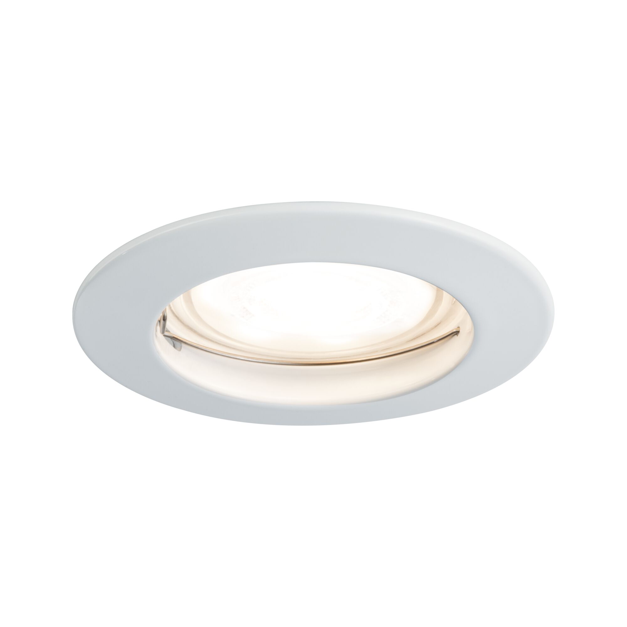 Premium LED Einbauleuchte IP44 rund 79mm GU10 max. 50W 230V dimmbar Weiß Rundes weißes LED-Einbauleuchte mit Glaslinse für energiesparende Raumbeleuchtung