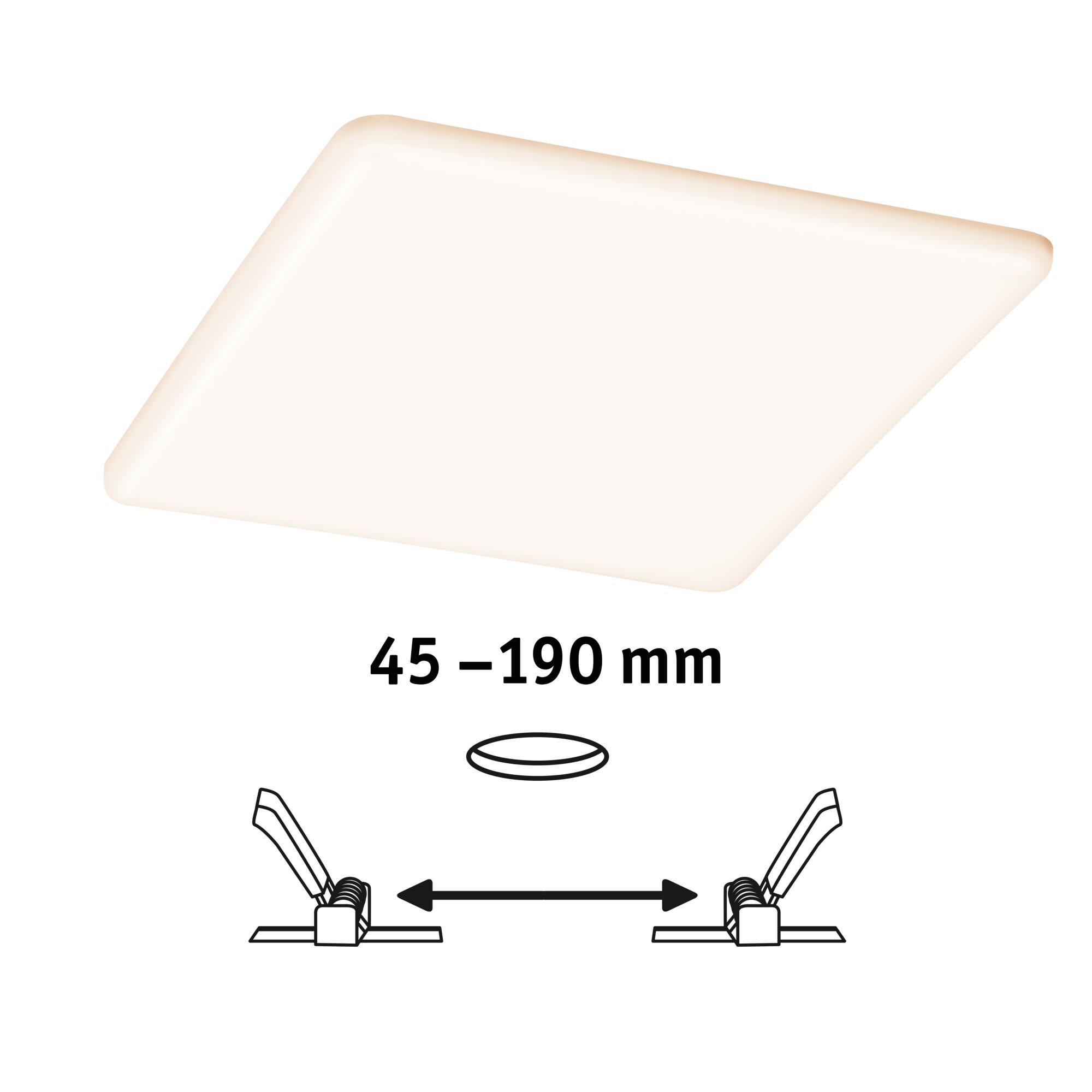 VariFit LED Recessed panel Veluna IP44 square 215x215mm 17W 1300lm White Switch Transparent