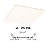 Plafonnier LED carré blanc avec distance réglable de 45 à 190 mm pour éclairage intérieur
