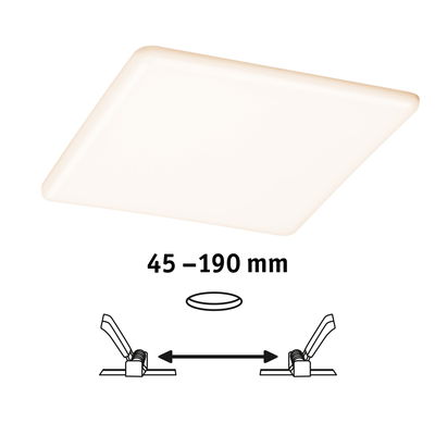 Plafonnier LED carré blanc avec distance réglable de 45 à 190 mm pour éclairage intérieur