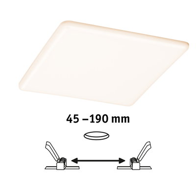 Square white LED ceiling light with adjustable distance 45 to 190 mm for modern home lighting