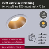 Dimbare LED-inbouwspot met warm wit licht 2700K en 3-traps dimfunctie via wandschakelaar