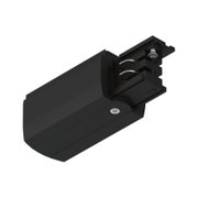 Black plastic housing with screws and mechanical connector for lighting system components