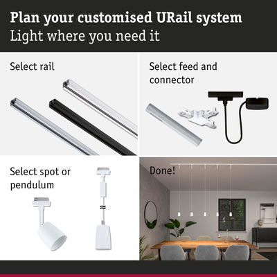 Guide to customize URail lighting system with rail, connector, spot or pendant options for modern home lighting