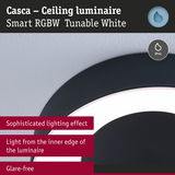 Black Casca ceiling luminaire with glare-free inner LED light ring and IP44 water resistance