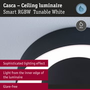 Casca black ceiling luminaire with glare-free, tunable RGBW light and IP44 protection