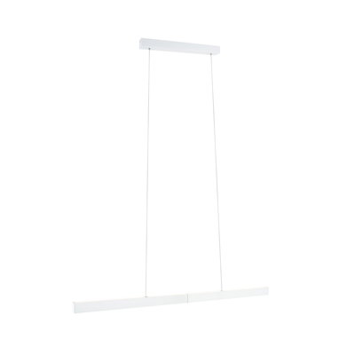 Minimalistische weiße LED-Pendelleuchte aus Metall mit schlankem Design für moderne Innenräume