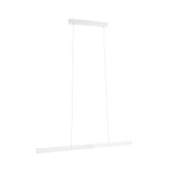 Modern white metal LED pendant light with slim design for living spaces