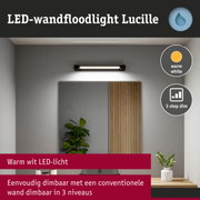 Zwarte LED-wandflitser Lucille met warm wit licht en 3-traps dimmer voor woonverlichting