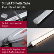 Tube LED blanche flexible en plastique, facile à couper aux ciseaux, montage mural avec clips vissables