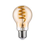 Amber LED bulb with spiral filament and E27 base for decorative lighting and energy-efficient use