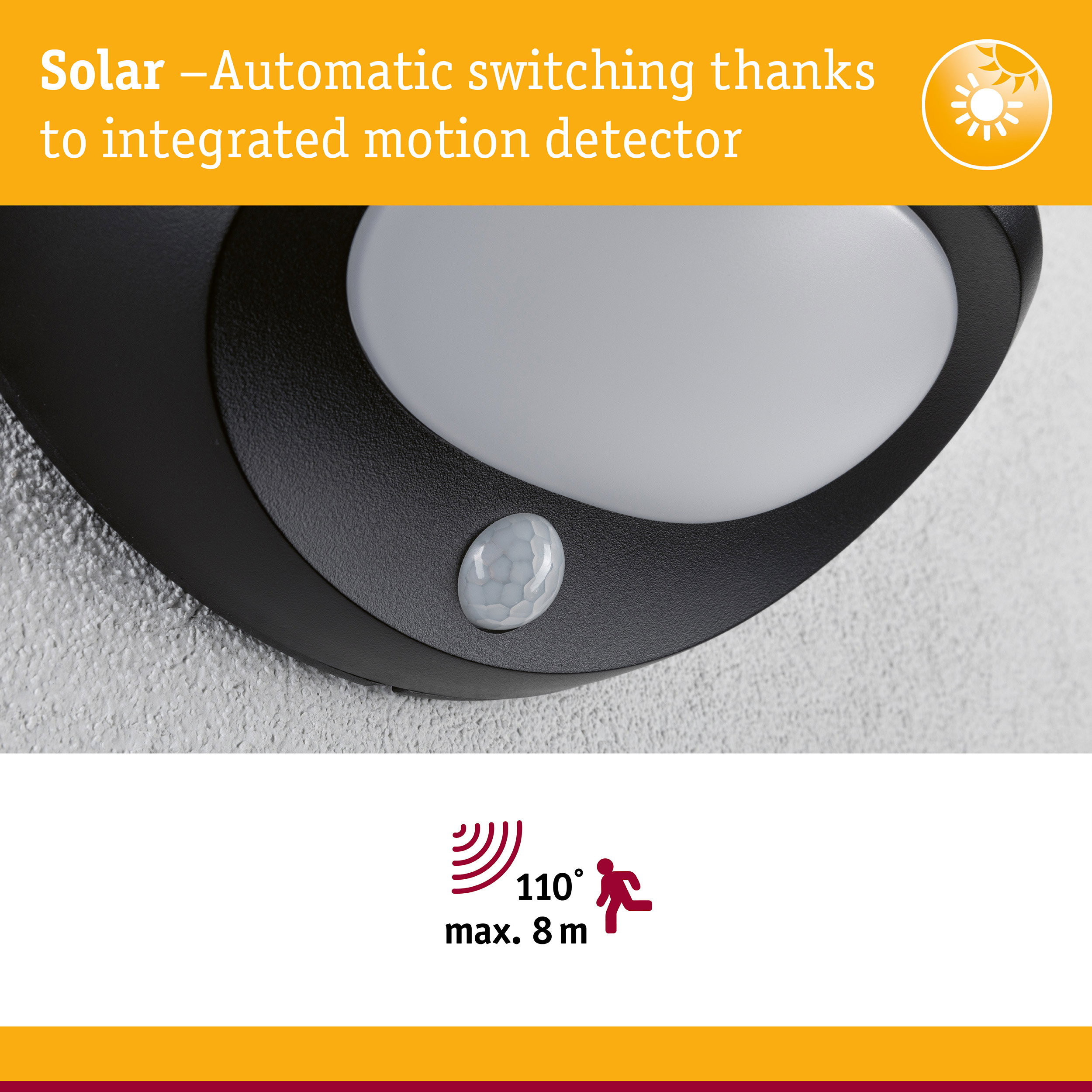 Solar LED Exterior wall light Sorova Twilight-controlled motion detector (IR) IP44 230x125mm 3000K 3,5W 220lm 3,7V Anthracite Plastic
