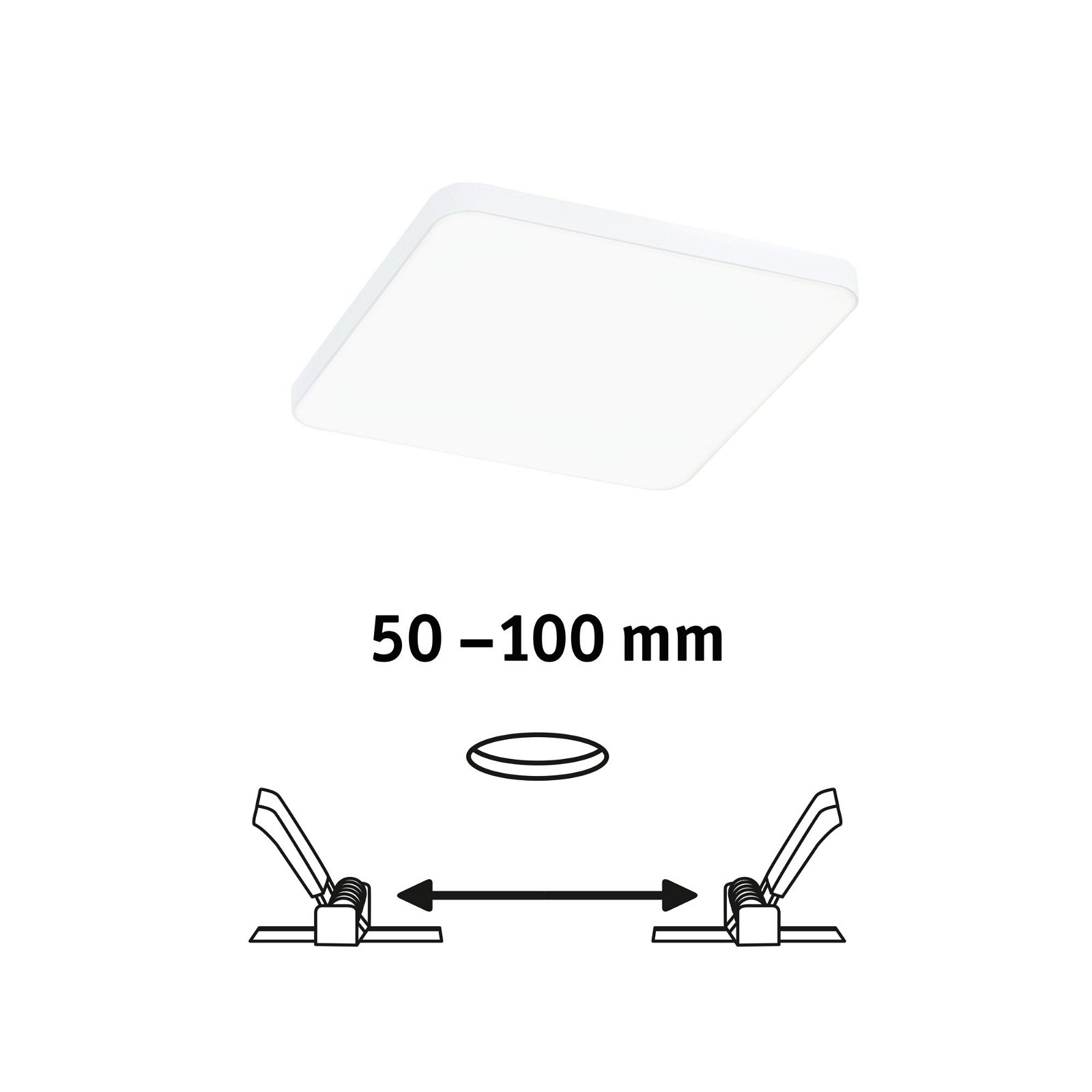 VariFit Panneau encastré LED Veluna Edge IP44 carré 120x120mm 8,5W 650lm 4000K Blanc