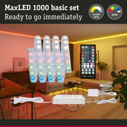 MaxLED 1000 Basic set with RGBW LED strip, remote and power supply for colorful living room lighting
