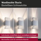 Moderne Wandleuchte Tharin in Silber mit verstellbaren Lichtaustritten und warmweißem Licht für Akzente