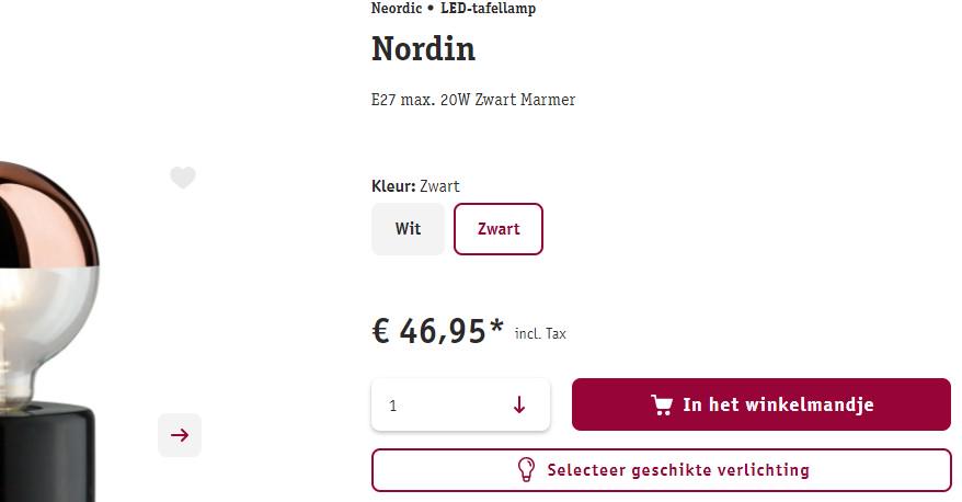 Zwarte Nordin LED-tafellamp met marmeren voet en E27 fitting, moderne verlichting voor woonruimtes