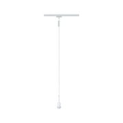 White plastic pendant lamp with cable and ceiling mount for modern lighting solutions