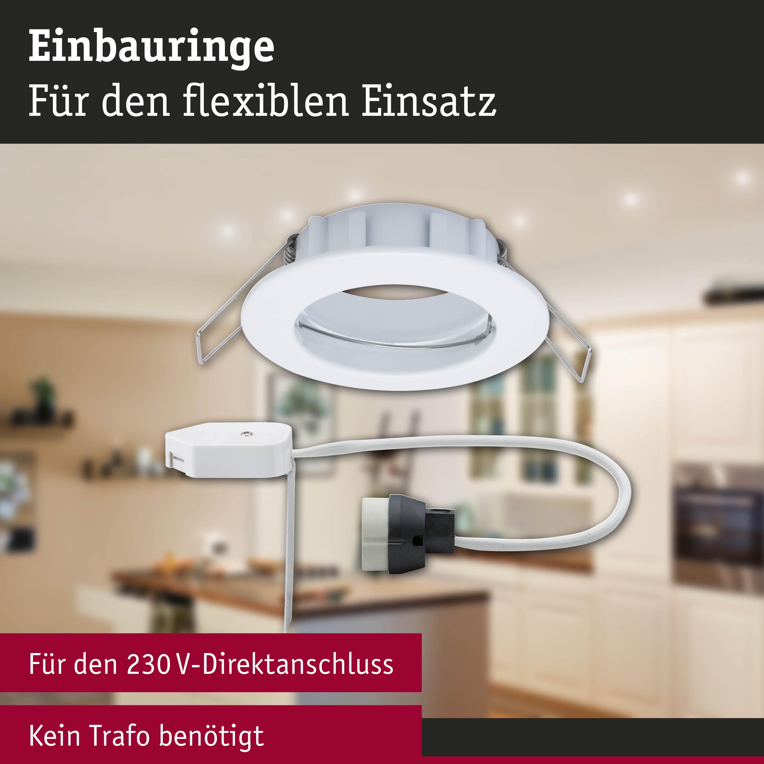Premium LED Einbauleuchte IP44 rund 79mm GU10 max. 50W 230V dimmbar Weiß