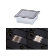 Square stainless steel recessed LED light with frosted glass for outdoor ground installation