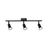 Three-light black metal LED ceiling spotlight for modern home lighting