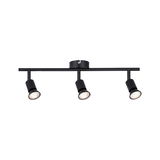Three-light black metal LED ceiling spotlight for modern home lighting