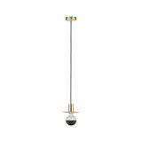 Modern brass pendant light with black bulb and slim cable for stylish interior lighting