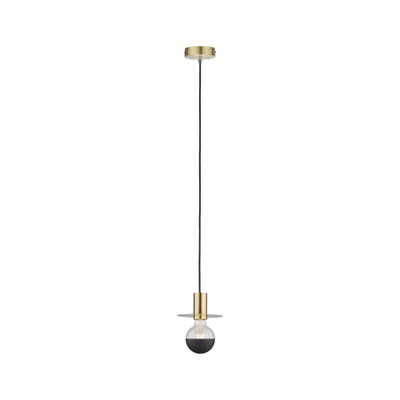 Modern brass pendant light with black bulb and slim cable for stylish interior lighting