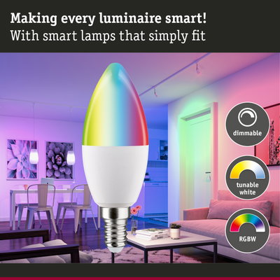 Colourful smart LED bulb with dimmable and tunable white light features for home lighting
