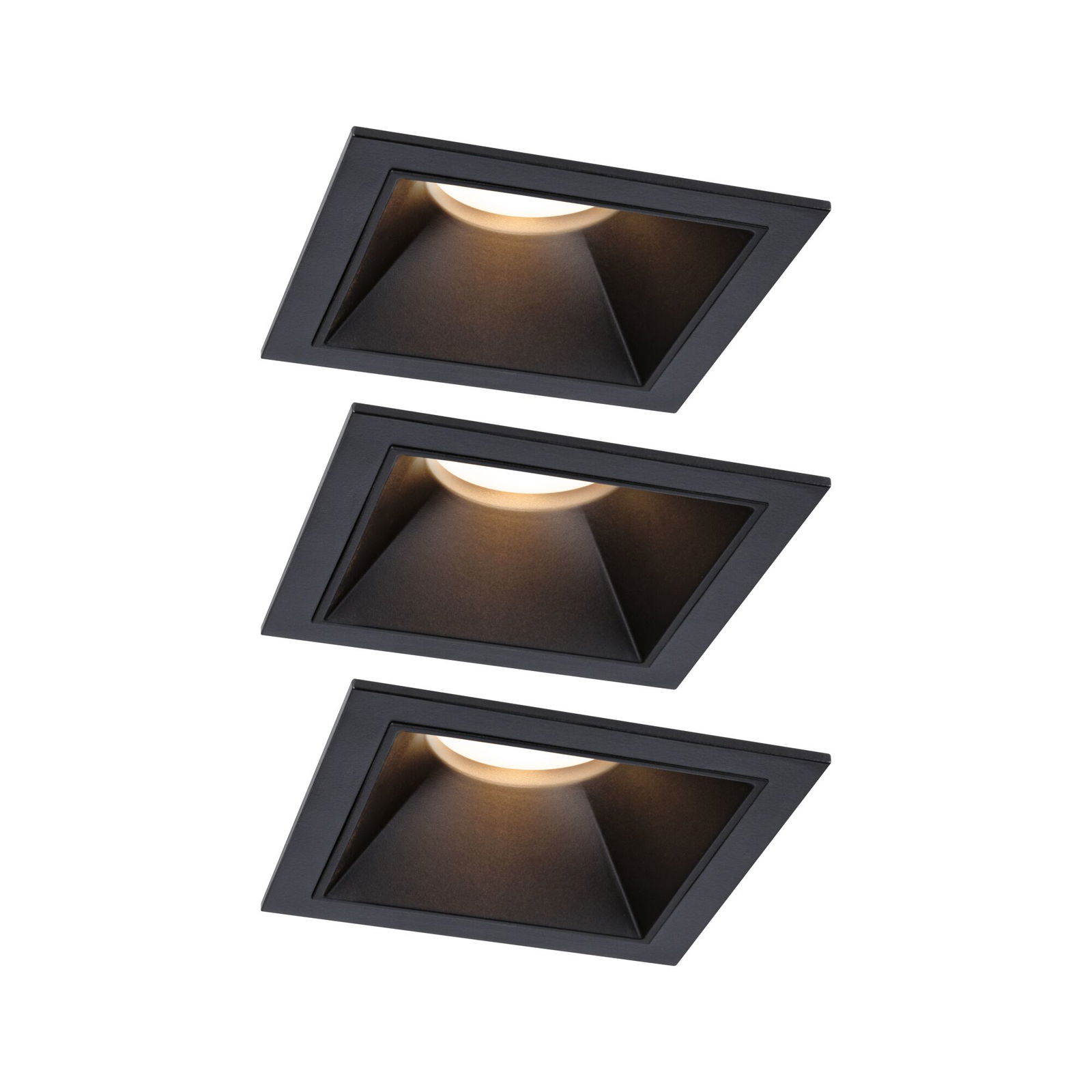 Spot encastré LED 3-Step-Dim Cole Coin Kit de base IP44 carré 88x88mm Coin 3x6W 3x470lm 230V gradable 2700K Noir