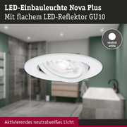 LED-Einbauleuchte Nova Plus in Weiß mit flachem LED-Reflektor und neutralweißem Licht für Badezimmer