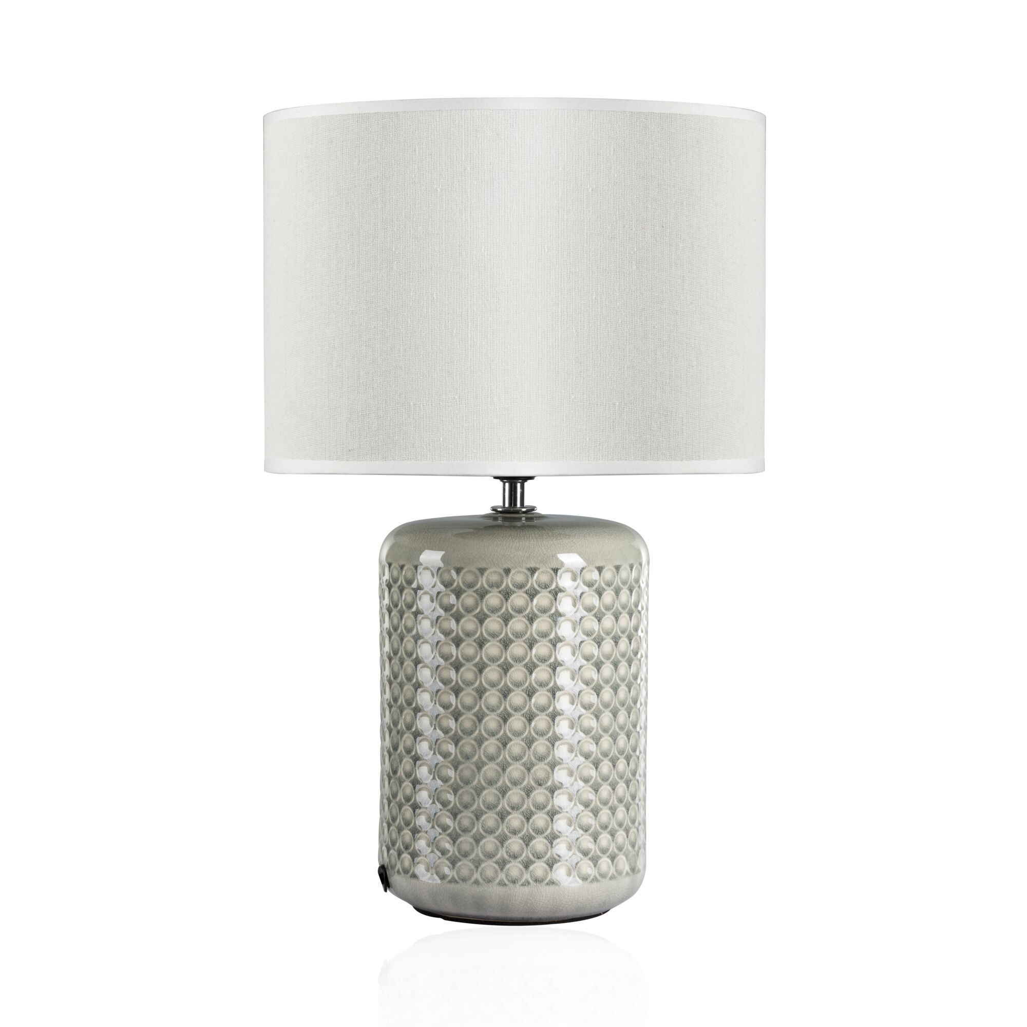 Paulmann Pauleen LED-tafellamp Go for Glow E27 max. 20W Beige/Grijs/Groen Tafellamp met grijze keramische voet en witte stoffen kap, decoratieve woonverlichting