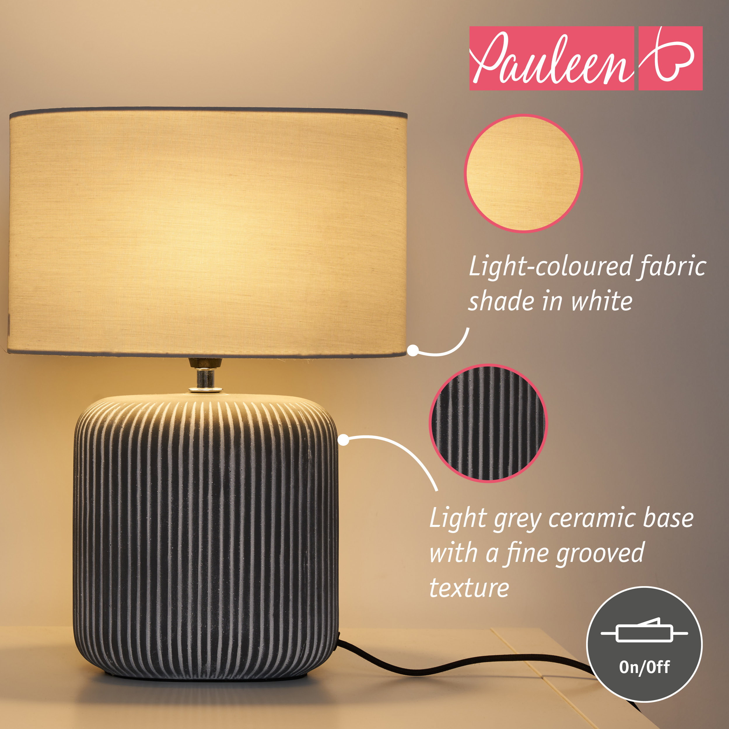 Paulmann Pauleen Table lamp Pure Shine E14 max. 20W Light grey/Grey/White