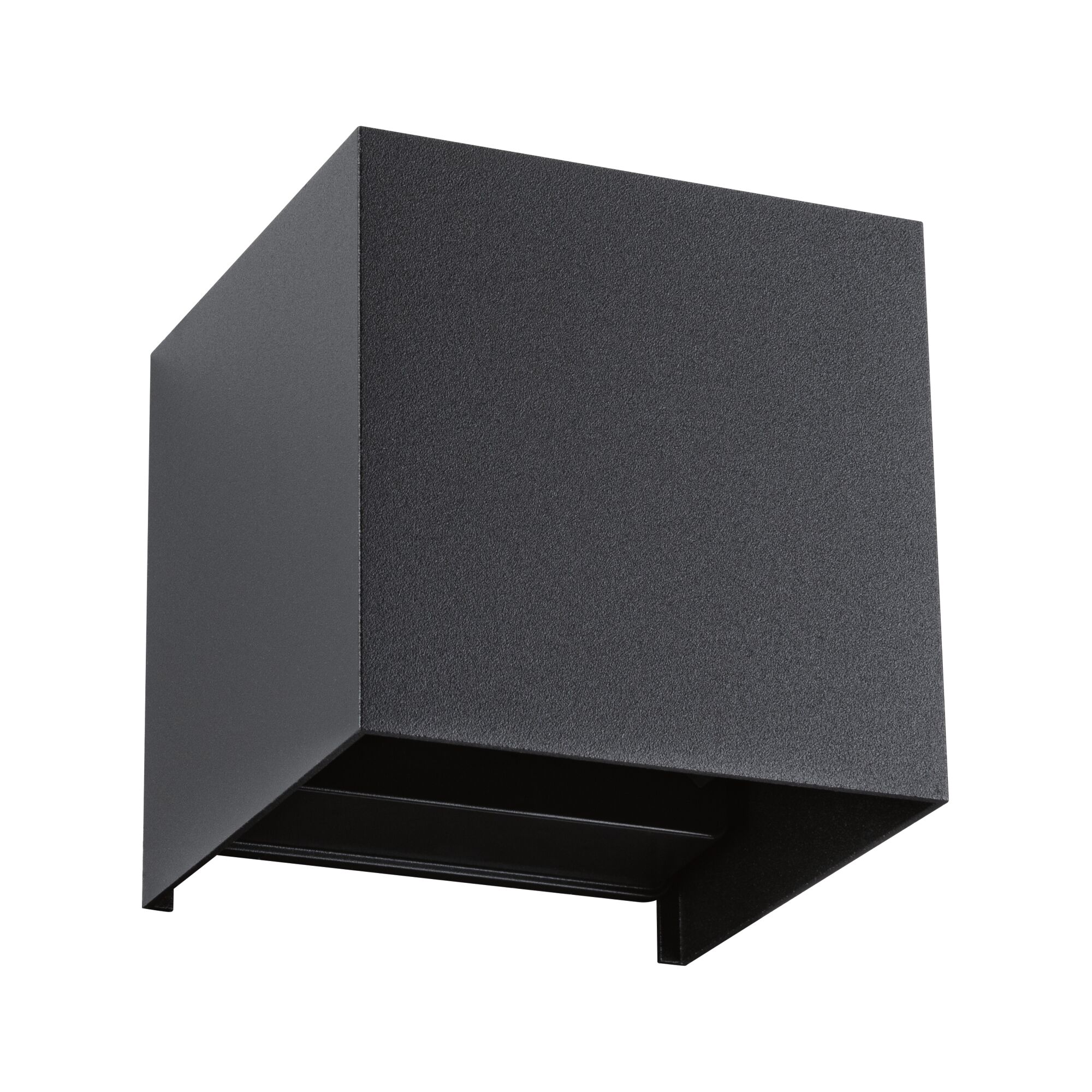 Schwarze quadratische Außenwandleuchte aus Metall mit minimalistischer Form für moderne Beleuchtung