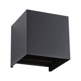 Black square metal outdoor wall light with minimalist design for modern exterior lighting