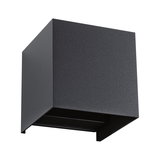 Black square metal outdoor wall light with minimalist design for modern exterior lighting
