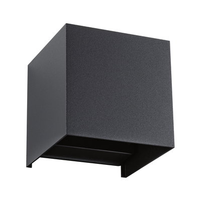 Black square metal outdoor wall light with minimalist design for modern exterior lighting