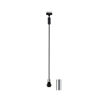 Câble suspendu noir avec douille chromée et cache argenté pour éclairage LED